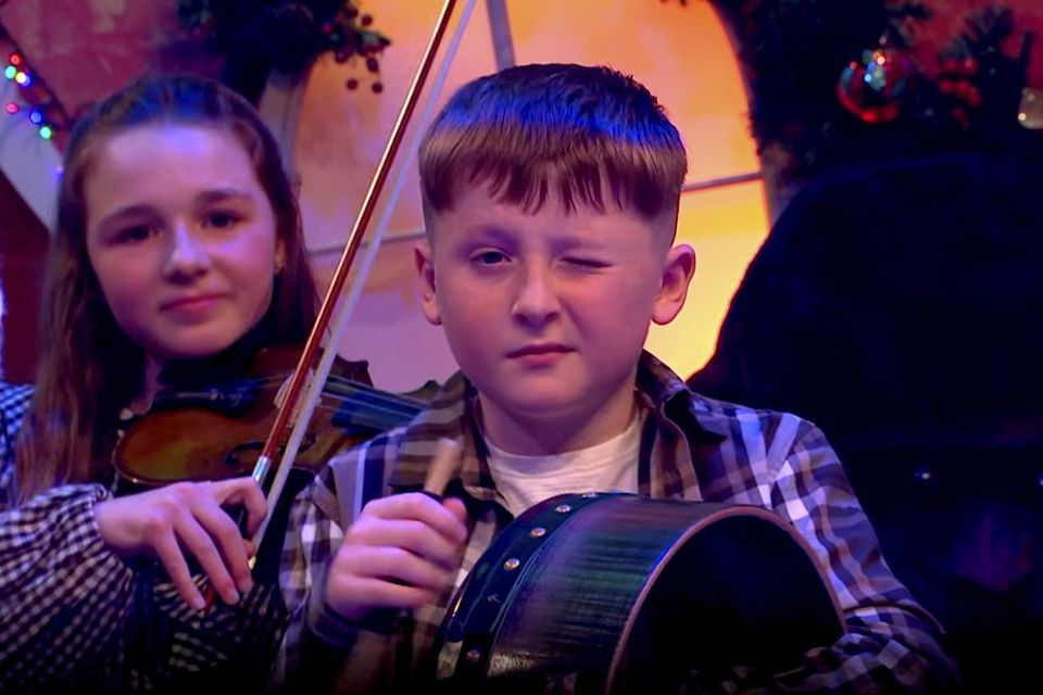 Tadhg Butler (11) performing Killeagh on the Late Late Toy Show.